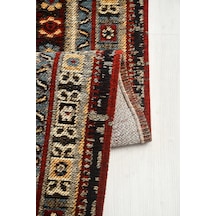 Asude Nostaljik Kilim Kırmızı Pamuk Akrilik Robot Süpürge Uyumlu Oturma Odası Salon Halısı