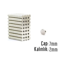 Neodyum Mıknatıs Silindir Çap 7mm , Kalınlık 2mm 20 Adet
