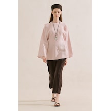 Manuka Keten Bağlamalı Geniş Kol Tunik Pembe Ss26tnk00007-1622 V-7