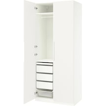 Ikea Beyaz Modern Kapaklı Gardırop Beyaz-kırık Beyaz