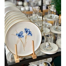 18 Parça Modern Fiore Blu Pasta Çay Saati Seti-3664 beyaz