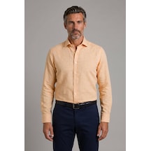 Bisse Hardal Regular Fit Pamuk Keten Birit Yaka Gömlek Gmktna122009 D19