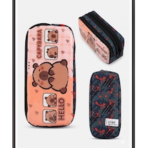 Lexroo Capybara Kalem Kutusu Kapibara Kalemlik Büyük Kapasiteli Geniş Boy 2 Bölmeli Kawaii Kore Çok Renkli
