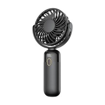 K70 Taşınabilir Şarjlı El Vantilatörü 2400mah 360 Döner Başlıklı Standlı Dijital Ekranlı Soğutucu Fan Siyah