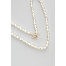 So Chic Beyaz İnci 18 Ayar Sarı Altın Kaplama 41 CM Gümüş İnci Kolye