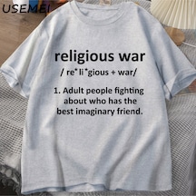Flood Of Style Religious War Men's T Shirt Funny Letter Print Short Sleeve Tees Fashion Graphic Tees Vintage Gri
