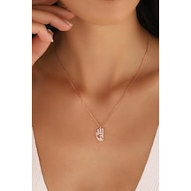 Rabia İşareti Gümüş Kolye Rose Gold