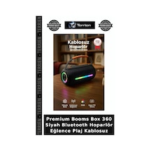 Premium Booms Box 360 Siyah Bluetooth Hoparlör Eğlence Plaj Kablosuz