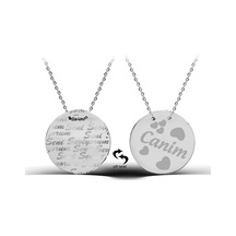 "seni Seviyorum, Canım"yazılı Gümüş Madalyon Kolye-35186-w Beyaz