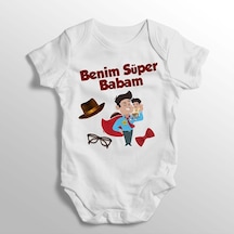 İmaj Tuğbababy Benim Süper Babam Baskılı Bebek Zıbını (520688970) Beyaz