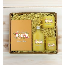 Bk Gift Kişiye Özel İsimli Dtf Anne Temalı Sarı Defter & Kahve Fincanı & Kolonya & Mum Hediye Seti-1, Anneye Hediye, Anneler Günü Hediyesi Kobitmeyenc