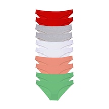 10 Adet Süper Eko Set Likralı Kadın Slip Külot Kırmızı Gri Beyaz Pudra Yeşil Standart