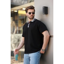Madmext Siyah Polo Yaka Erkek T-shirt E7147 Siyah