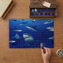 Sualtı Köpekbalıkları Tasarımı 240 Parça Ahşap Puzzle Ahşap Kutuda Mpy60170
