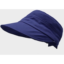 Kadın Güneş Koruyucu Geniş Siperli Pamuk Şapka - Lacivert - Standart