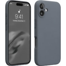 Apple iPhone Uyumlu, 16 Plus Kılıf Nano İçi Kadife Silikon - Gri