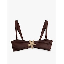 Koton Koton X Şahika Ercümen - Aksesuar Detaylı Straplez Bikini Üstü Kahverengi 6sak10282mm Kahve