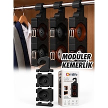 Modüler Puzzle Kemer Organizeri Birbirine Eklenebilir Rulo Kemer Düzenleyici Dolap İçi Kemerlik Siyah
