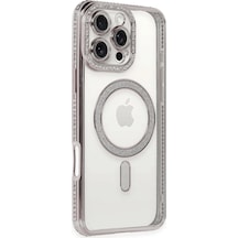Apple Uyumlu iPhone 16 Pro Kılıf Joke Simli Magneticsafe Kılıf Pembe/