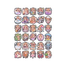 30 Adet Pastel Chibi Kız Sticker Seti - Laptop Defter Su Matarası İçin Çok Renkli