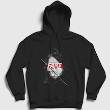 Presmono Unisex Fake Nirvana Kurt Cobain Kapüşonlu Sweatshirt Siyah