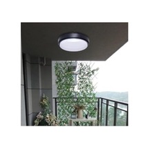Enerji Tasarruflu Yuvarlak Balkon Ve Teras Lambası, 15w Beyaz Işık Siyah 10 Parça Siyah