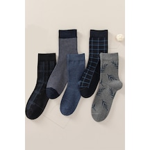 5 Çift Erkek Renkli Soket Çorap BGK-ER2-567-Mavi
