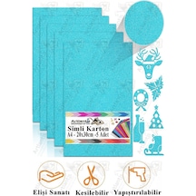 Simli Karton A4 20x30 Cm 5 Li 1 Paket Simli Fon Kartonu Parıltılı Kağıt Anasınıfı Kreş Etkinlik Proje Dekoratif Açık Mavi