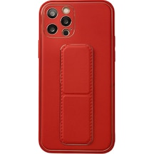 Apple İphone Uyumlu 12 Pro Kılıf Coco Deri Standlı Kapak - Kırmızı Çok Renkli