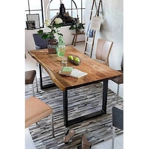 Ahşap Kütük Yemek Masası Kare Ayak 80 X 150 Çok Renkli