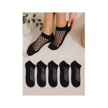 Hitit Socks Kadın 5 Çift Premium Kalite File Tasarım Bilek Çorabı Siyah