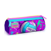Coral High Kids Pembe Mor Voleybol Desenli Üç Bölmeli Kalem Çantası 22061 Çok Renkli