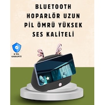 Kablosuz İndüksiyonlu Telefon Tutucu &amp Hoparlör Net Ses, Kolay Kullanım Siyah