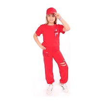 Toontoy Kids Toontoy Kız Çocuk Enjoy Yes Baskılı Eşofman Takım Kırmızı