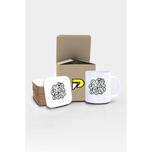 Kral Yazılı Tipografik Tasarımlı Baskılı Kupa Bardak Seti Eğlenceli Özel Hediye Mug Çok Renkli