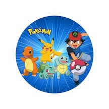 Yenilebilir Yuvarlak Pasta Resim Baskısı 20 Cm Şekerli Kağıt Pokemon Temalı 39