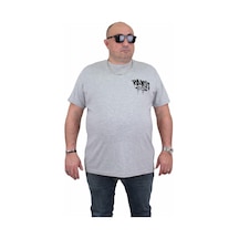 Moc Grande Mocgrande Erkek Büyük Beden Sıfır Yaka Tişört Paris 24129 Grı Melanj-Grı Melanj Gri Melanj