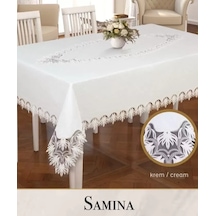 Gardenya Keten Samina Model Krem 155x260 Cm Masa Örtüsü Modern Tablecloth Tasarım