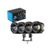 Motosiklet 4 Led Lazer Sis Farı 2 Adet Delici Beyaz Sarı Çift Renk Metal Baykuş Led Işık