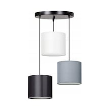 Akdeniz 3lü Silindir Kumaş Abajur Siyah