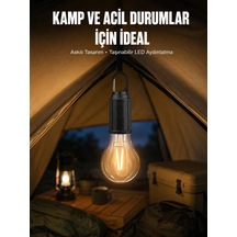 Mey İthalat Taşınabilir Askılı Ampul Kamp Lambası Askılı Type-c Şarjlı Bahçe Lambası