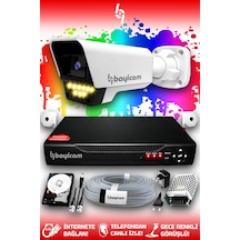 Bayicam 1 Kameralı Süper 1 Dış Kamera Set 100 GB 5 MP 2K Renkli Gece Görüşlü Güvenlik Kamerası Sistemi