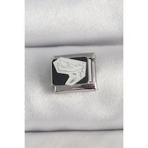 316l Çelik Gümüş Renk Siyah Beyaz Kuş İşlemeli Nomination Charm Çok Renkli