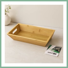 Bşkvirgo Bambu Dikdörtgen Sunum Tepsisi 16x30x4.5 Cm Çift Kulplu Bsk2026