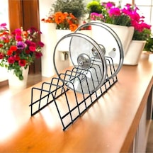 Tabaklık Rafı- Tencere Kapak Düzenleyici-tabak Kurutmalık -10 Bölmeli Siyah Stand Metal 34 X 25 Siya Diğer