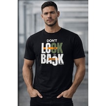 Herkesemoda Lock Back Yazı Detaylı Basic T-shirt Siyah