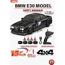 Oyuncak Bmw E30 Drift Araba 4x4 Uzaktan Kumandalı Araba 2.4ghz Şarjlı Led Işıklı 15 Km Hız Araba Siyah