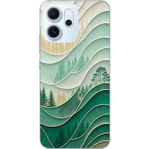 Oppo Reno 14f Uyumlu Beyaz Çizgili Orman Baskılı Silikon Kılıf Renkli