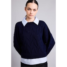 Defacto Boxy Fıt Polo Yaka Uzun Kollu Triko Kazak H2420ax26wnnv131 Lacivert-nv131