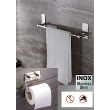 Deltahome  Paslanmaz Çelik 40cm Havluluk Ve Tuvalet Kağıtlığı Set Çelik